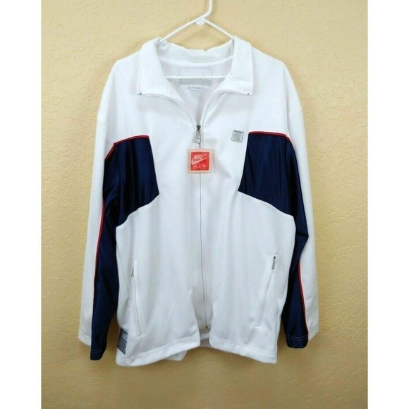 Nike Air Mens Jacket Sz XL White Y2K Full Zip Pockets Large Logo Zipper 90s - Picture 1 of 9